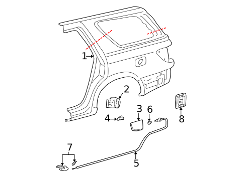 Quarter Panel & Components for 2005 Toyota Sequoia #0