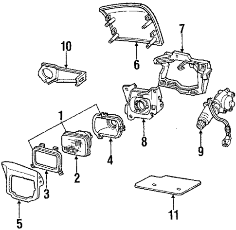 Headlamp Components for 1991 Buick Reatta #0