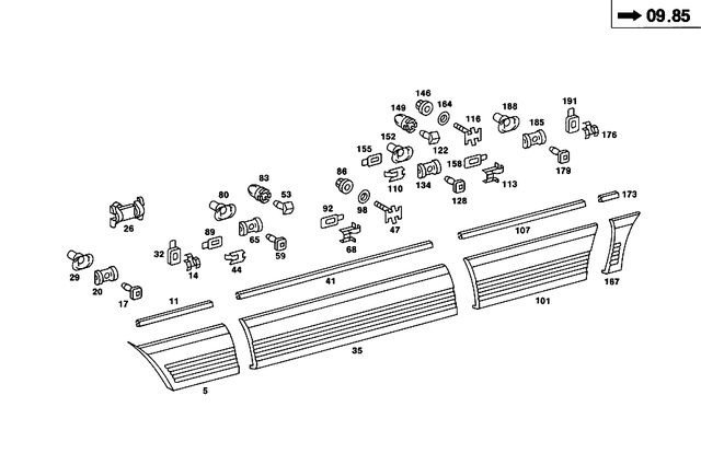1266900840 - Covering and Lining: Panelling for Mercedes-Benz: 280S, 280SE, 280SEL, 380SE, 380SEL, 560SEL Image image