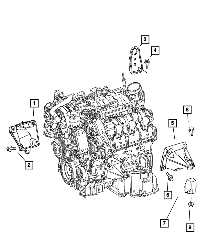 68013869AA - Engine Mounting: Engine Support, Right for Mopar Image