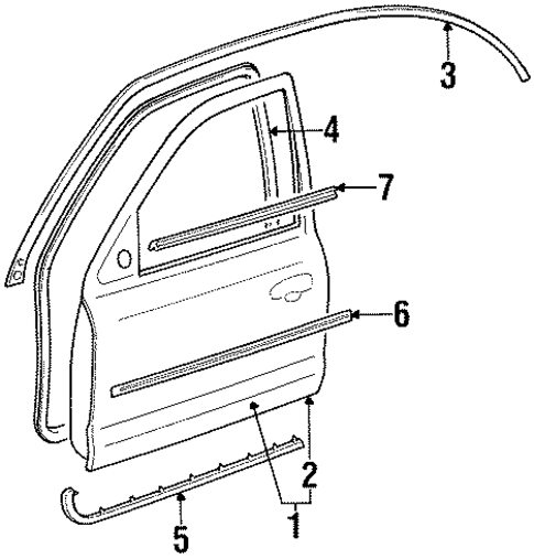 Exterior Trim - Front Door for 1998 Mercury Mystique #0
