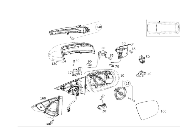 2138101404 - Driver Door: Mirror Frame for Mercedes-Benz: E300, E350, E43 AMG, E53 AMG, E63 AMG S Image image