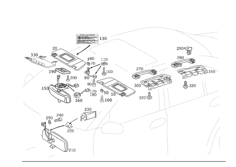 Sun Visor, Interior Mirror, Grab Handle for 2001 Mercedes-Benz C240 #0