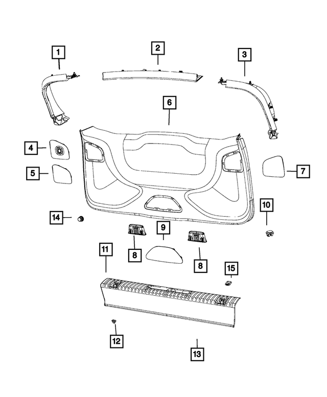5RJ28DX9AE - Interior Trim: Liftgate Trim Upper Panel for Mopar Image image