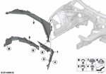 51757331241 - Vehicle Trim: Left Engine Compartment Partition for BMW: 228i, 228iX, 230i, 230iX, 320i, 320iX, 328d, 328dX, 328i, 328iX, 330e, 330i, 330iX, 335i, 335iX, 340i, 340iX, 428i, 428iX, 430i, 430iX, 435i, 435iX, 440i, 440iX, Hybrid 3, M2, M2 Competition, M2 CS, M235i, M235iX, M240i, M240iX, M3, M4, M4 CS, M4 GTS Image image