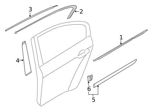 Exterior Trim - Rear Door for 2015 Kia K900 #0