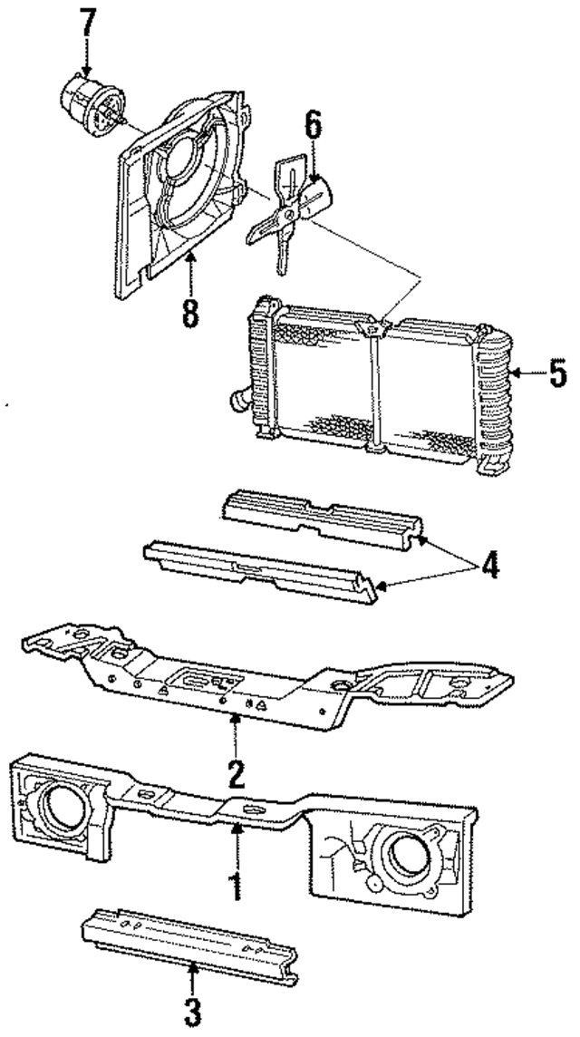 E43Z8326A - Cooling System: Air Deflector for Ford: Escort, EXP, Tempo | Mercury: Lynx, Topaz Image