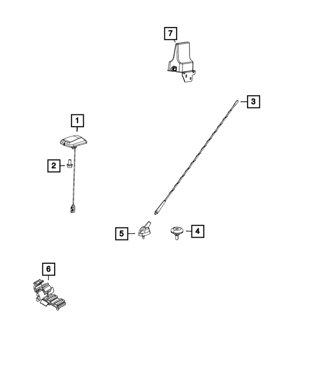 68522638AA - : Cable &amp; Base Assembly Antenna for Mopar Image