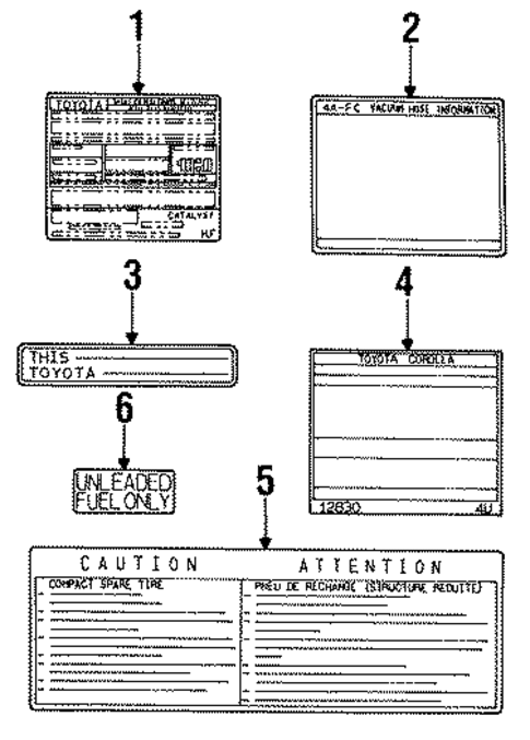 Labels for 1988 Toyota Corolla #0