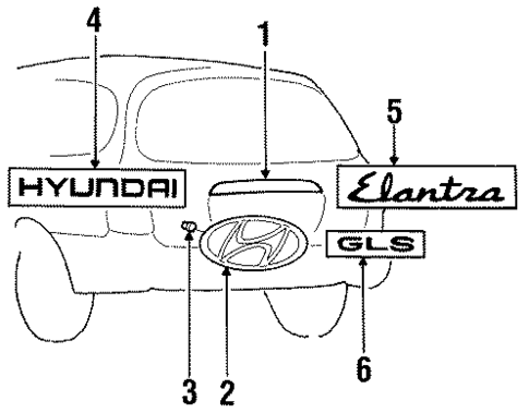 Exterior Trim - Lift Gate for 2000 Hyundai Elantra #0