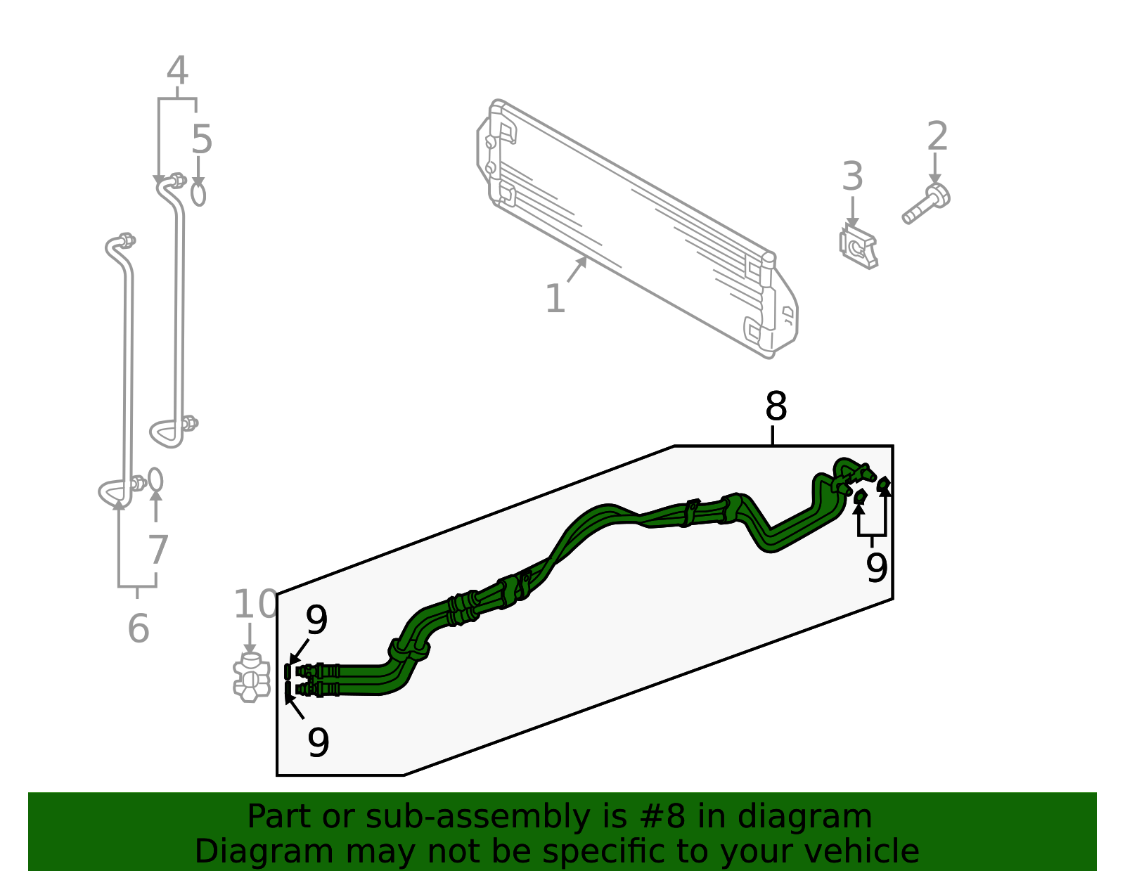 2013-2015 Audi Q7 Automatic Transmission Oil Cooler Hose Assembly 7L8 ...