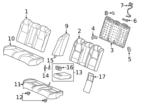 Rear Seat Components for 2018 Honda Accord #1