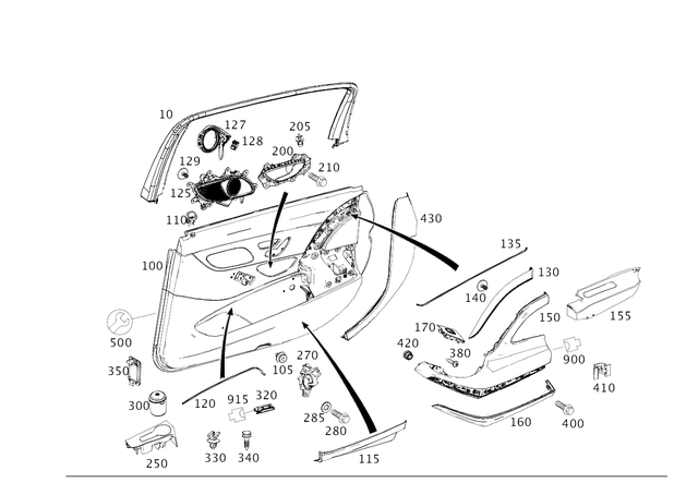 2227301604 - Rear Doors: Trim, Window Frame for Mercedes-Benz: Maybach S550, Maybach S560, Maybach S600, Maybach S650, S450, S550, S560, S600 Image image