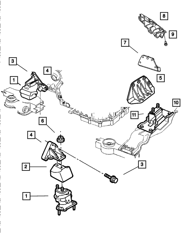 4593184AB - Engine Mounting: Engine Support Cushion, Right for Mopar Image