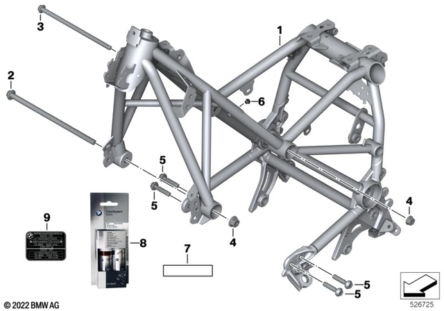 46519444974 - Frame and Mounting Parts: Front Frame with Vin - Black for BMW-Motorrad Image