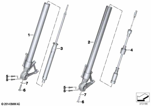 31428555700 - Front Axle, Front Suspension: Slider Tube Right -  for BMW-Motorrad Image