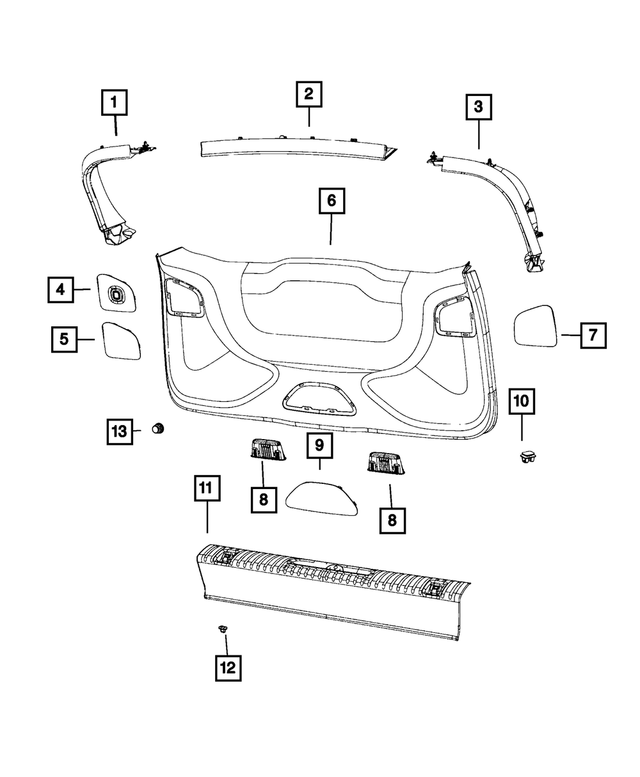 5RJ28DX9AG - Interior Trim: Liftgate Trim Upper Panel for Mopar Image image