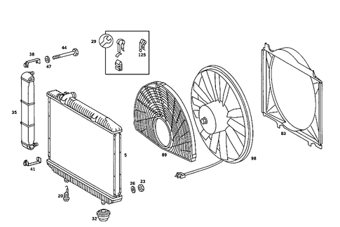 Radiator, Mounting, and Covering for 1984 Mercedes-Benz 380 SE #2