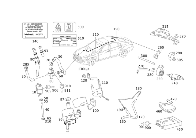 221500027264 - Radiator: Feed Line for Mercedes-Benz Image image