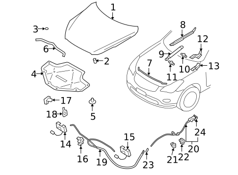 HOOD & COMPONENTS for 2009 INFINITI EX35 #0