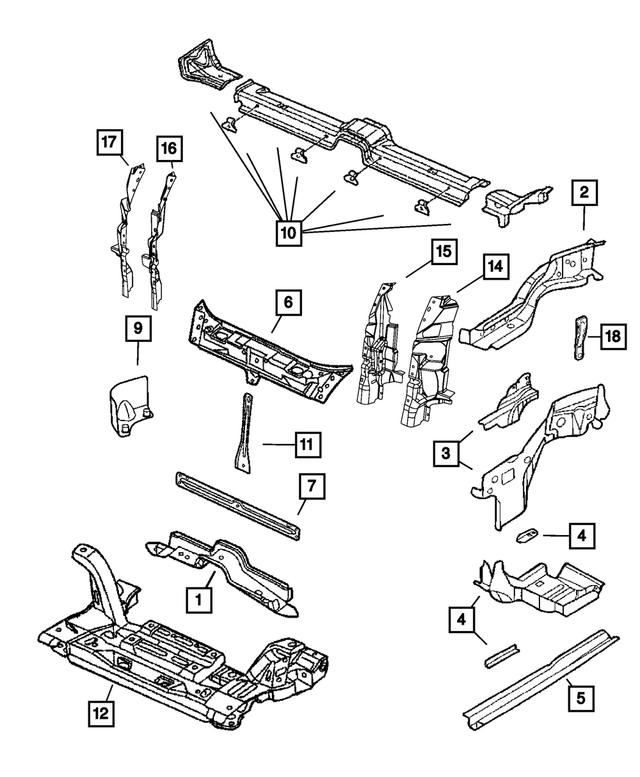 « 5017435AA – Frames and Bumpers : Plancher Avant Montant pour Mopar Image »