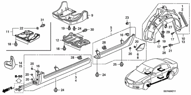 Protector - Side Sill Garnish for 2008 Acura TL #0