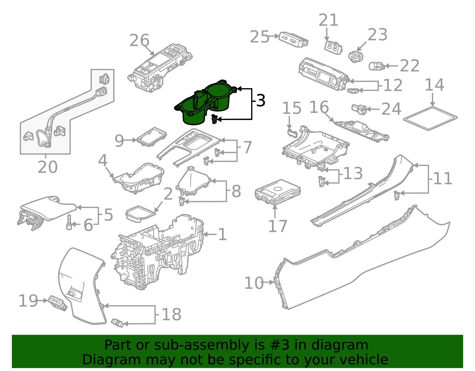 OEM 2022-2025 Honda Civic Console Cup Holder 83434-T20-A01ZA