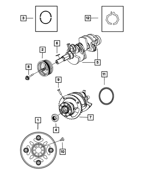 Crankshaft, Piston, Drive Plate, Flywheel, and Damper for 2009 Jeep Commander #0