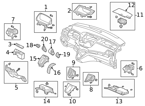 Instrument Panel Components for 2014 Honda CR-V #0