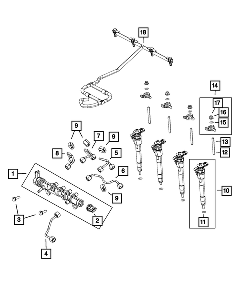 Fuel Rail and Injectors for 2020 Jeep Cherokee #1