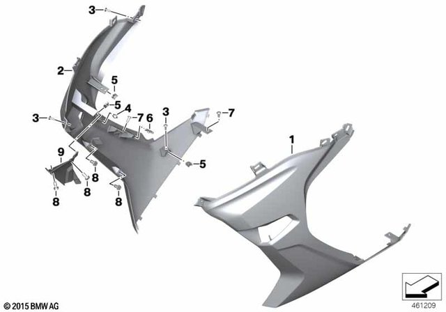 46638556356 - Frame and Mounting Parts: Fairing Side Panel, Front Right - Rohteil/blank for BMW-Motorrad Image
