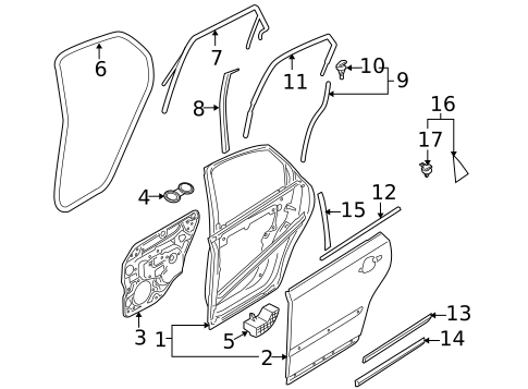 Exterior Trim - Rear Door for 2008 Volvo V50 #0