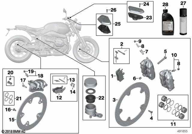 34118549507 - Brakes: Set of Brake Pistons with Seals -  for BMW-Motorrad Image image