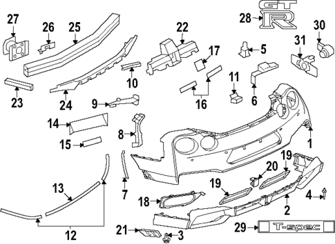 Bumper & Components - Rear for 2024 Nissan GT-R #0