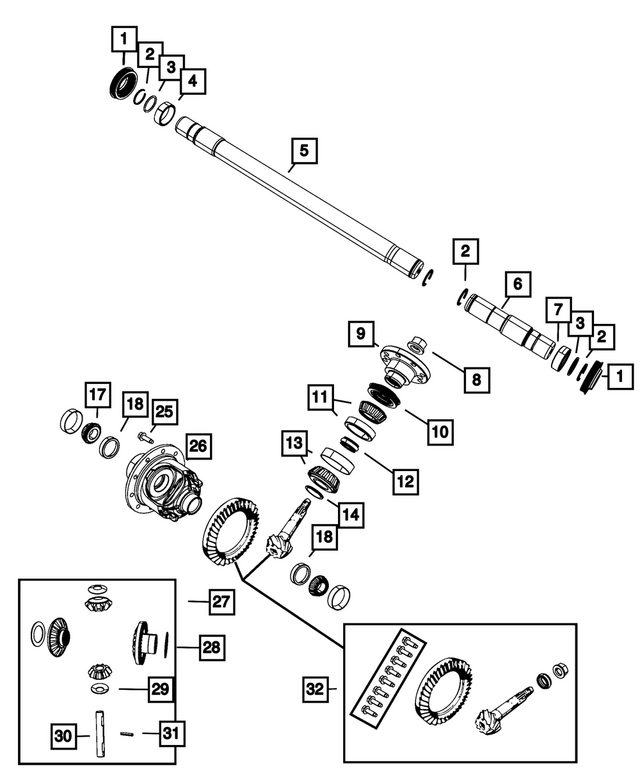 5015874AA - Front Axle; Corporate 205 MM Heavy Duty; Differential and Drive Line: Pinion Shaft Shim Kit for Mopar Image