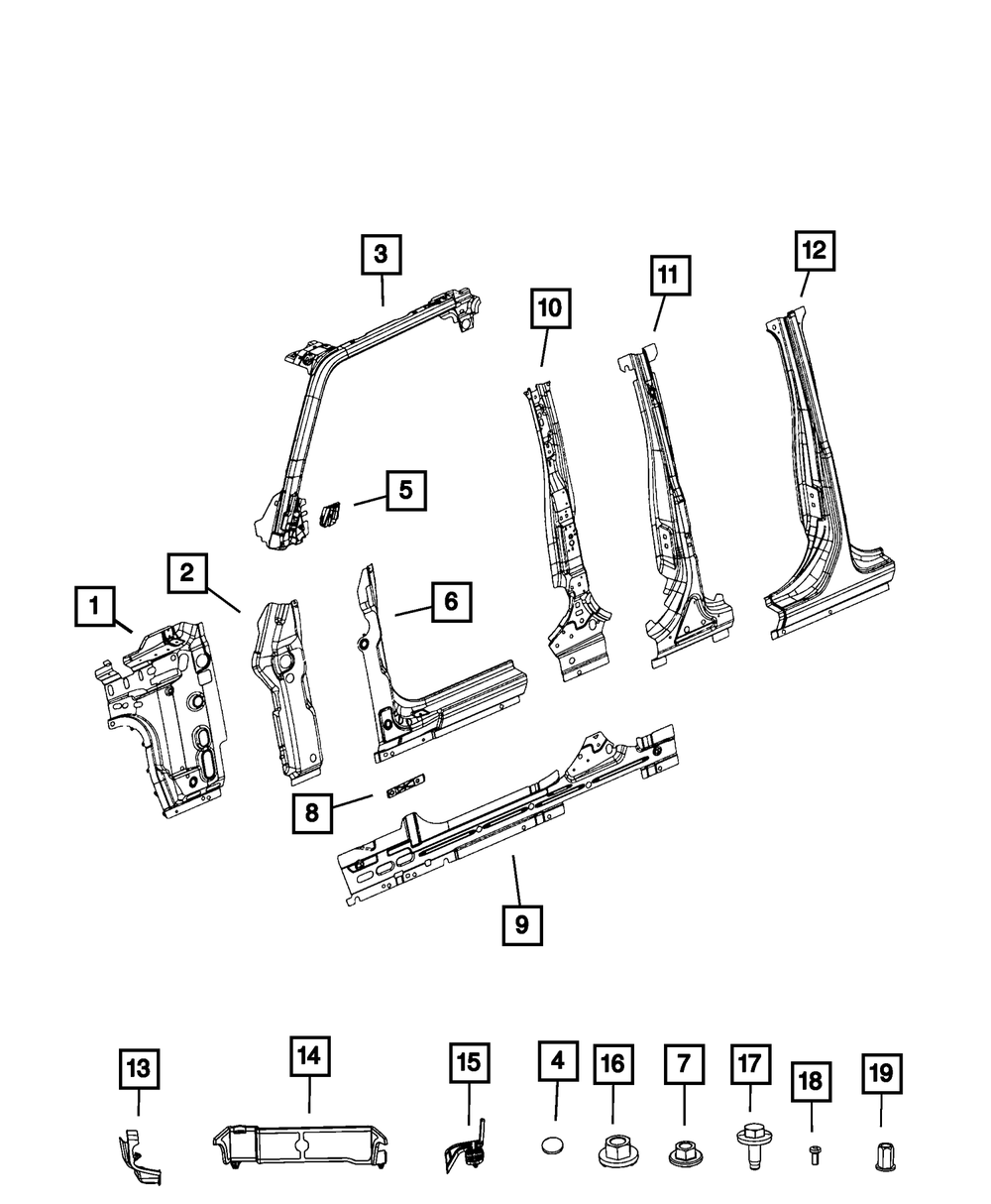B Pillar Baffle, Left - Mopar (68369657AB)