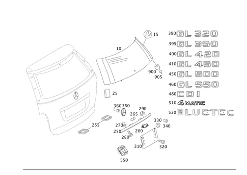 Rear Panel Door Attachment Parts, Rear Panel Door Window for 2011 Mercedes-Benz GL550 #0