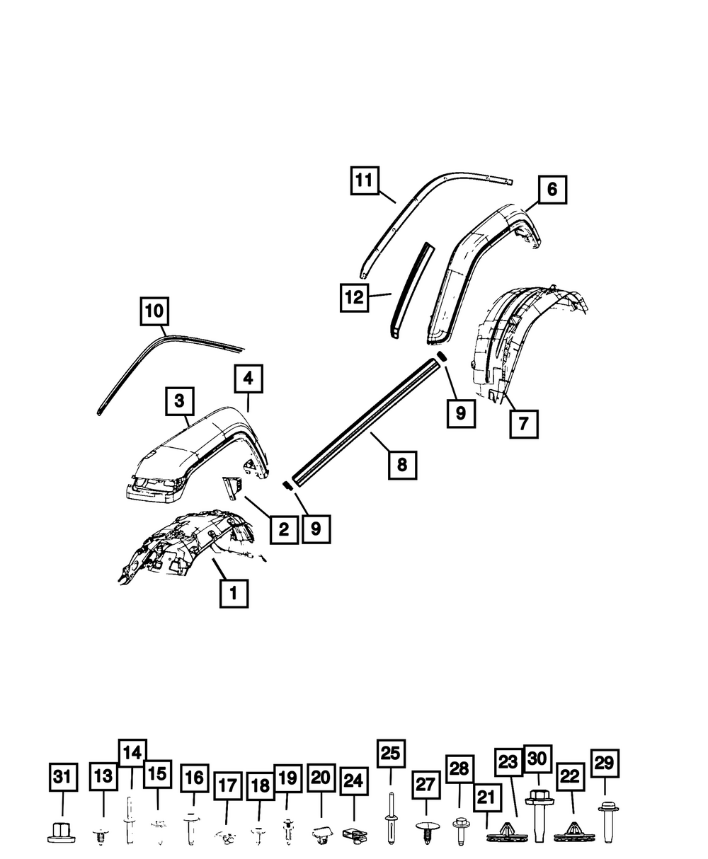 みやむ〜 2018-2025 Jeep Wheel Flare Molding, Right 68585462AA | All