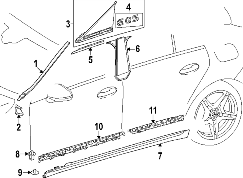 Exterior Trim - Pillars for 2025 Mercedes-Benz EQE AMG&reg; #0
