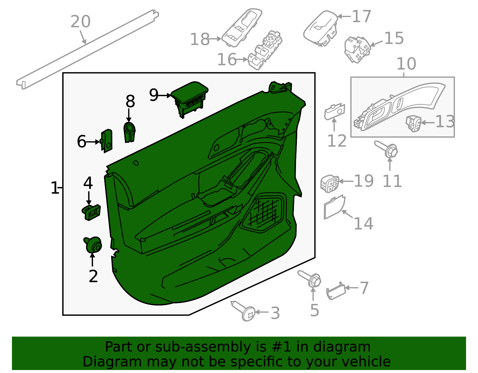 2013-2015 Ford Explorer Door Interior Trim Panel EB5Z-7823943-BB