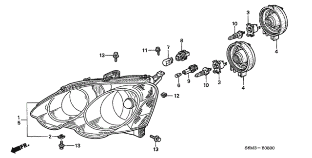 Headlight (1) for 2002 Acura RSX #0
