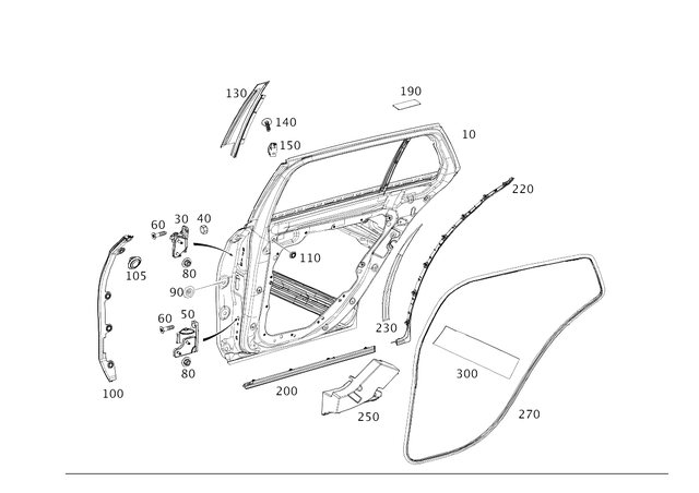 9891500 - Rear Doors: Adhesive Tape for Mercedes-Benz: E300, E350, E43 AMG, E53 AMG, E63 AMG S Image image
