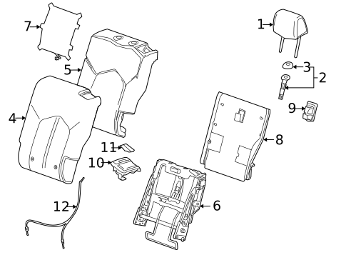 Rear Seat Components for 2012 Cadillac SRX #3