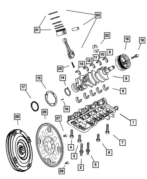 Crankshaft, Pistons and Torque Converter for 2004 Jeep Grand Cherokee #0