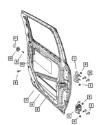 55372029AB - Doors, Door Mirrors and Related Parts: Rear Door Outer Panel, Left for Mopar Image