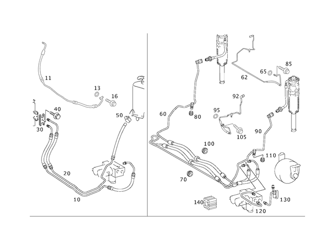 2303207053 - Springs, Suspension and Hydraulics: Oil Low-Pressure Line for Mercedes-Benz: SL550, SL600 Image image