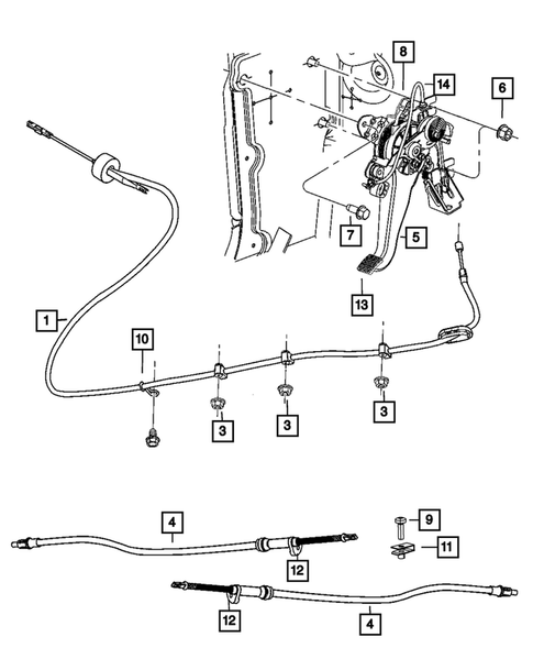 Parking Brake Lever, Cables, and Rear Disc Park Brake Assembly for 2016 Chrysler 300 #0