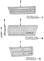 4576764AB - Body: Grille for Chrysler: Town &amp; Country Image