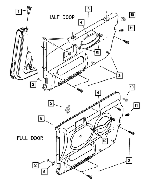 Door Trim Panels- Front and Rear for 2001 Jeep Wrangler #0