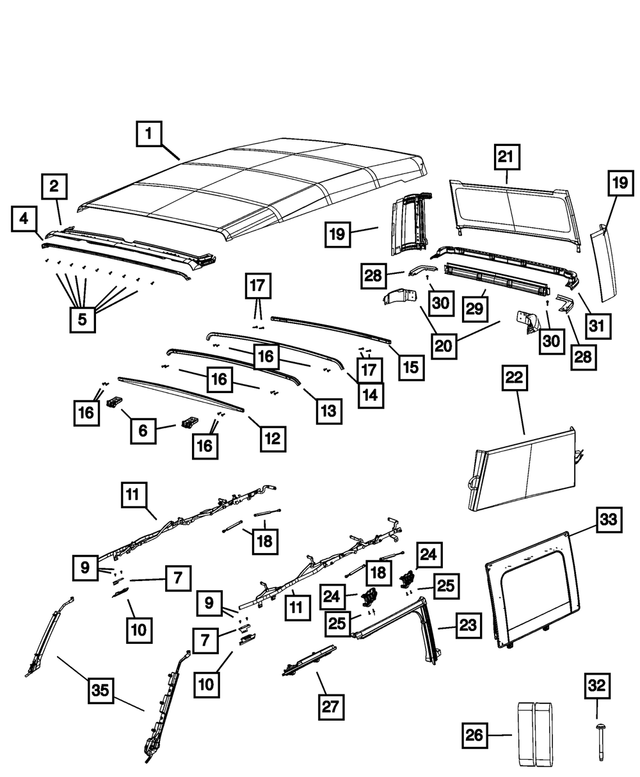 « 6XZ10FX9AA – Body Sheet Metal Except Doors : Toit Souple Couvercle pour Mopar Image »